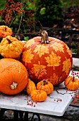 DECORATIVE PUMPKINS WITH LEAF PATTERN