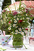 UPCYCLING OLD JAM JARS, FLOWERS PLACED IN JAR