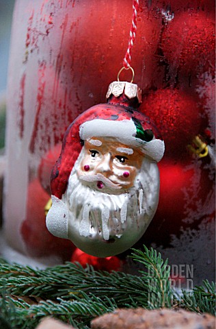 A_TABLE_IN_THE_GARDEN_DECORATED_WITH_A_BELL_JAR_FILLED_WITH_RED_CHRISTMAS_BALLS__AND_SANTA