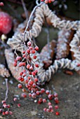 A TABLE IN THE GARDEN DECORATED FOR CHRISTMAS