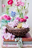 RANUNCULUS AND BLOSSOMS OF PRUNUS KWANZAN