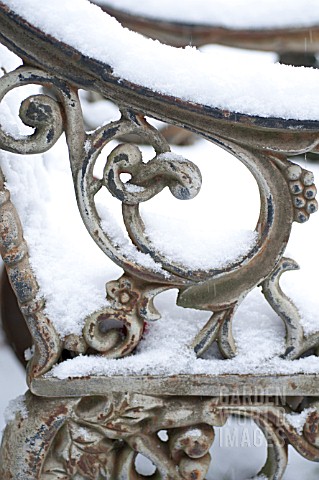 WEATHERED_CAST_IRON_ORNATE_GARDEN_CHAIRS_IN_SNOW