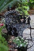 ORNATE BLACK CAST IRON GARDEN BENCH