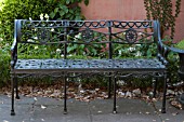 ORNATE BLACK CAST IRON GARDEN BENCH