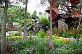 RHS CHELSEA FLOWER SHOW 2013, TRAILFINDERS AUSTRALIAN GARDEN PRESENTED BY FLEMINGS NURSERIES, DESIGNER PHILIP JOHNSON. GOLD MEDAL WINNER. BEST IN SHOW.