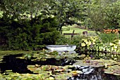 ROWING BOAT ON POND AT CILGWYN LODGE, CARMARTHENSHIRE