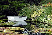 ROWING BOAT ON POND AT CILGWYN LODGE, CARMARTHENSHIRE