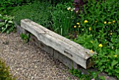 WOODEN GARDEN SEAT MADE FROM RAILWAY SLEEPER