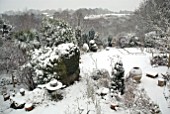 RURAL GARDEN COVERED IN SNOW