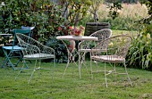 RUSTIC METAL GARDEN TABLE AND CHAIRS