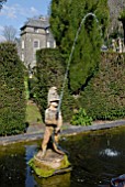 FIREMAN FOUNTAIN AT PLAS BRONDANW, GWYNEDD, WALES