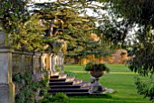 STONE STEPS FROM TERRACE AT OZLEWORTH PARK, GLOUCESTERSHIRE