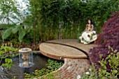 FASHION MODEL IN SHOW GARDEN AT MALVERN SPRING SHOW 2009, DESIGN BY JAMES STEED