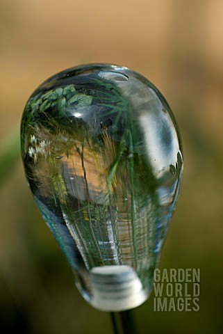 BUBBLE_GLASS_ORNAMENT_SHOWING_INTERESTING_VIEW_OF_GARDEN