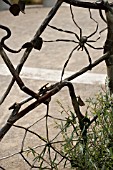 METAL SCULPTURE WITH SPIDER AND SPIDERS WEB,  ENTRANCE TO CHILDRENS GARDEN,  TORONTO ISLANDS GARDENS,  CANADA