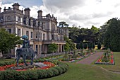 VIEW WITH SCULPTURE AT DYFFRYN GARDENS,  WALES