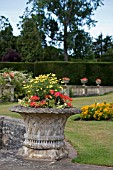 VIEW OF TERRACE AND PLANTERS AT DYFFRYN GARDENS,  WALES,  JULY