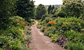 VIEW DOWN THE LONG PATH AT THE DOROTHY CLIVE GARDEN,  WILLOUGHBY,  SHROPSHIRE,