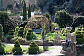 TOPIARY AT MILL DENE GARDEN,  BLOCKLEY,  MORETON IN MARSH,  GLOUCESTERSHIRE,  MAY