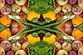 VEGETABLES IN KALEIDOSCOPIC PATTERN