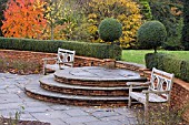 VIEW OF STEPS AND TOPIARY BALLS AT BIRMINGHAM BOTANICAL GARDENS AND GLASSHOUSES, NOVEMBER