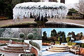 FROZEN FOUNTAIN AND WINTER VIEWS AT BIRMINGHAM BOTANICAL GARDENS AND GLASSHOUSES