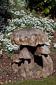 WOODEN TOADSTOOLS AND GALANTHUS