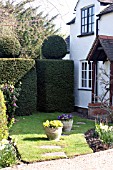 FRONT GARDENS WITH TOPIARY, BLOSSOM TRAIL, WORCESTERSHIRE