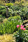 STATUE OF GIRL BY POND AT ASHOVER,  STREETLY,  NGS,  MAY