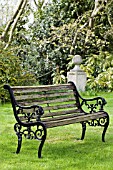 GARDEN BENCH IN THE SECRET GARDEN,  THE MANOR,  HEMINGFORD GREY,  APRIL