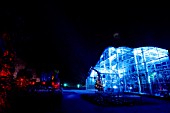 RHS WISLEY GLASSHOUSE LIT UP IN THE LIGHT TRAIL EVENT