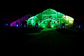 RHS WISLEY GLASSHOUSE LIT UP IN THE LIGHT TRAIL EVENT