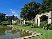 LILY POND AND TITHE BARN, SUDELEY CASTLE GARDENS