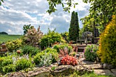 ROCKERY, SUMMER HOUSE AND BENCH