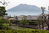 SENGANEN GARDEN , ALSO CALLED ISO GARDEN,  WITH VIEW OF SAKURAJIMA VOLCANOKAGOSHIMA,  JAPAN