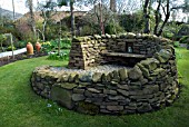 STONE BENCH SCULPTURE  SHEPHERD HOUSE, INVERESK, SCOTLAND  OWNERS, SIR CHARLES AND LADY FRASER