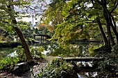 SHOSEI EN GARDEN, KIKOKU TEI. GARDEN OF HIGASHI HOGAN JI BUDDHIST TEMPLE. KYOTO, JAPAN