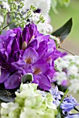 SPRING BOUQUET IN SILVER VASE DETAIL WITH RHODODENDRON