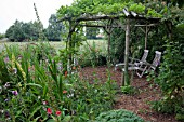FEATURE LAVANDEE  ARBOUR AND WILD FLOWER BED