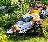 PEOPLE PERSONS ENJOYING BEING RELAXING IN THE GARDEN