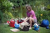 PREPARING BASKET PLANTERS FOR POND