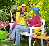 PEOPLE PERSONS ENJOYING BEING RELAXING IN THE GARDEN