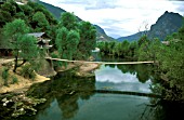 SUSPENSION BRIDGE AT SHIGU SOUTH WEST CHINA