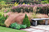 BORDER AT HARLOW CARR GARDENS IN LATE SUMMER