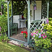 PAINTED WOODEN GAZEBO AT WESTON OPEN GARDENS