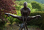 FIBRE GLASS SCULPTURE OF GYMNAST BETH TWEDDLE, GARDEN ART, WITHIN CONWY CONWY VALLEY MAZE