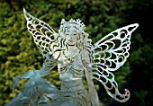 CONTEMPORARY HAND CRAFTED STEEL SCULPTURE OF ANGEL, GARDEN ART, WITHIN  CONWY VALLEY MAZE
