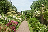 MAIN BORDER WITH HERBACEOUS PERENNIALS, AT WOLLERTON OLD HALL