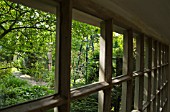 SUMMER HOUSE WINDOWS LOOKING OUT ONTO GARDEN AT WOLLERTON OLD HALL