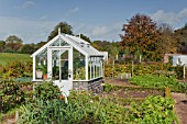 OLD STYLE SMALL WHITE WOODEN GREENHOUSE